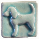 Dog (facing Left) 2"x2" Ceramic Handmade Tile - Pacific Blue Glaze