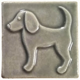 Dog Facing left 3"x3" Ceramic Handmade Tile - gray glaze