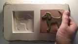 Dog Facing left 3"x3" Ceramic Handmade Tile - freshly made mold