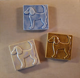 Dog 2 (facing Left) 4"x4" Ceramic Handmade Tile - multi Glaze