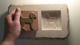 Dog Facing right 3"x3" Ceramic Handmade Tile - freshly made mold
