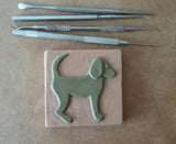 Dog Facing right 3"x3" Ceramic Handmade Tile - in progress photo