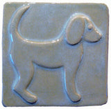 Dog 1 (facing Right) 4"x4" Ceramic Handmade Tile - Celadon Glaze
