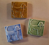 Dog 1 (facing Right) 4"x4" Ceramic Handmade Tile - multi Glaze Grouping