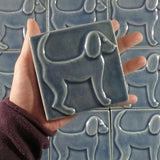 Dog 1 (facing Right) 4"x4" Ceramic Handmade Tile - Size Reference