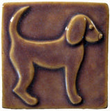 Dog 1 (facing Right) 4"x4" Ceramic Handmade Tile - Hyacinth Glaze