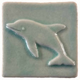 Dolphin 3"x3" Ceramic Handmade Tile - pacific blue glaze