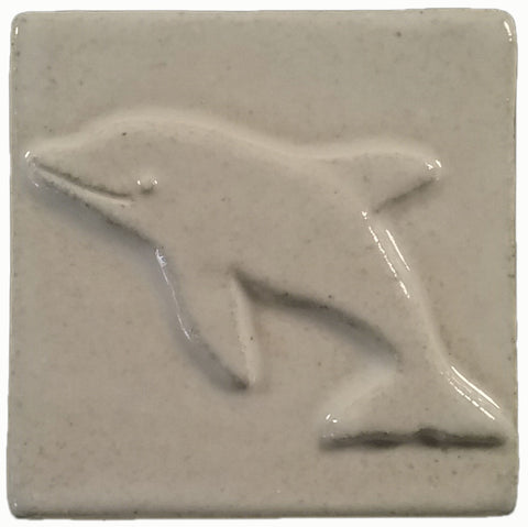 Dolphin 3"x3" Ceramic Handmade Tile - white glaze