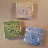 Dolphin 4"x4" Ceramic Handmade Tile - multi Glaze