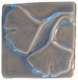 Double Ginkgo 2"x2" Ceramic Handmade Tile - Celadon Glaze
