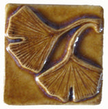 Double Ginkgo 2"x2" Ceramic Handmade Tile - Honey Glaze