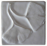 Double Ginkgo Leaf 4"x4" Ceramic Handmade Tile - White Glaze