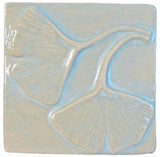 Double Ginkgo Leaf 4"x4" Ceramic Handmade Tile - Celadon Glaze