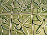 Dragonfly 3"x3" Ceramic Handmade Tile - Spearmint Glaze Grouping