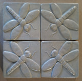 Dragonfly 4"x4" Ceramic Handmade Tile - Celadon Glaze Grouping