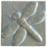 Dragonfly 4"x4" Ceramic Handmade Tile - Celadon Glaze