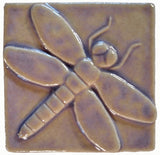 Dragonfly 4"x4" Ceramic Handmade Tile - Hyacinth Glaze