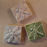 Dragonfly 4"x4" Ceramic Handmade Tile - multi Glaze Grouping