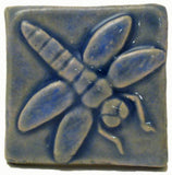 Dragonfly 2"x2" Ceramic Handmade Tile - Watercolor Blue Glaze