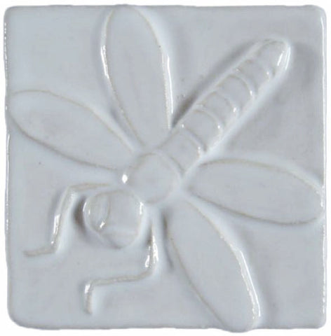 Dragonfly 3"x3" Ceramic Handmade Tile - White Glaze