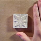Eight Pointed Star 2"x2" Ceramic Handmade Tile - white glaze size reference