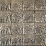 Elephant Ceramic Handmade tile 4x4 - Gray Glaze Grouping