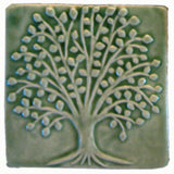 Elm Tree 4"x4" Ceramic Handmade Tile - Spearmint Glaze