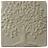 Elm Tree 4"x4" Ceramic Handmade Tile - White Glaze
