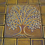 Elm 6"x6" Ceramic Handmade Tile - Honey  glaze with field tiles