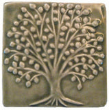 Elm Tree 4"x4" Ceramic Handmade Tile - Gray Glaze