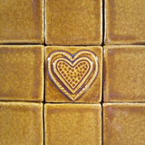 Fancy Heart 2"x2" Ceramic Handmade Tile - Honey Glaze with field tiles