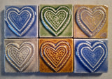 Fancy Heart 2"x2" Ceramic Handmade Tile - Multi Glaze
