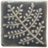 Fern 2"x2" Ceramic Handmade Tile - Gray Glaze