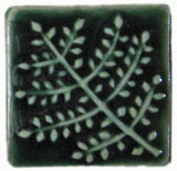 Fern 2"x2" Ceramic Handmade Tile - Leaf Green Glaze