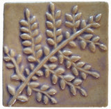 Fern 4"x4" Ceramic Handmade Tile - Hyacinth Glaze 
