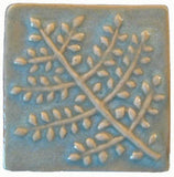 Fern 2"x2" Ceramic Handmade Tile - Celadon Glaze