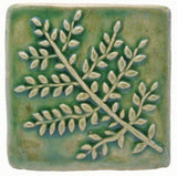 Fern 4"x4" Ceramic Handmade Tile - Spearmint Glaze