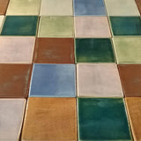 Handmade Ceramic Field Tile 4"x4" - multicolored grouping