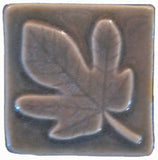 Fig Leaf 2"x2" Ceramic Handmade Tile - Gray Glaze