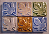 Fig Leaf 2"x2" Ceramic Handmade Tile - Multi Glaze