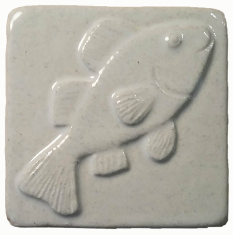 Fish 3"x3" Ceramic Handmade Tile - white glaze