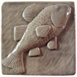 Fish 4"x4" Ceramic Handmade Tile - Gray Glaze
