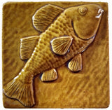 Fish 4"x4" Ceramic Handmade Tile - Honey Glaze