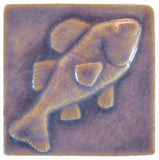 Fish 4"x4" Ceramic Handmade Tile - Hyacinth Glaze