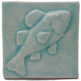 Fish 4"x4" Ceramic Handmade Tile - Pacific Blue Glaze