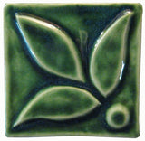 Fleur 3"x3" Ceramic Handmade Tile - Leaf Green Glaze