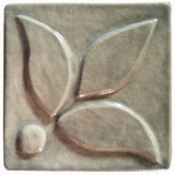 Fleur 4"x4" Ceramic Handmade Tile - Gray Glaze