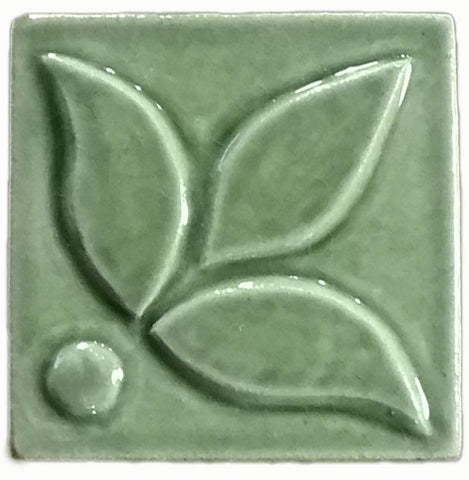 Fleur 4"x4" Ceramic Handmade Tile - Spearmint Glaze