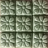 Flower 1"x1" Ceramic Handmade Tile - Spearmint Glaze Grouping