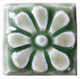 Flower 1"x1" Ceramic Handmade Tile - Spearmint Glaze
